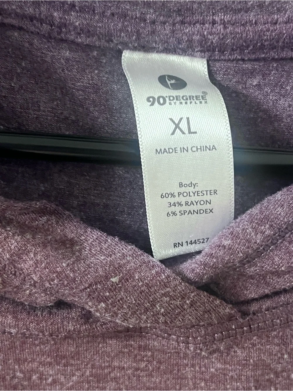 90 Degree By Reflex Heathered Purple Hooded Pullover Sweater